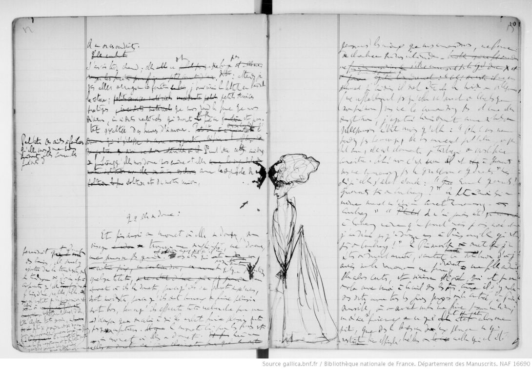 Fonds Proust - Cahier 50 - Gallica BNF : Albertine disparue (ébauches avec développement important sur la femme de chambre de Mme Putbus)